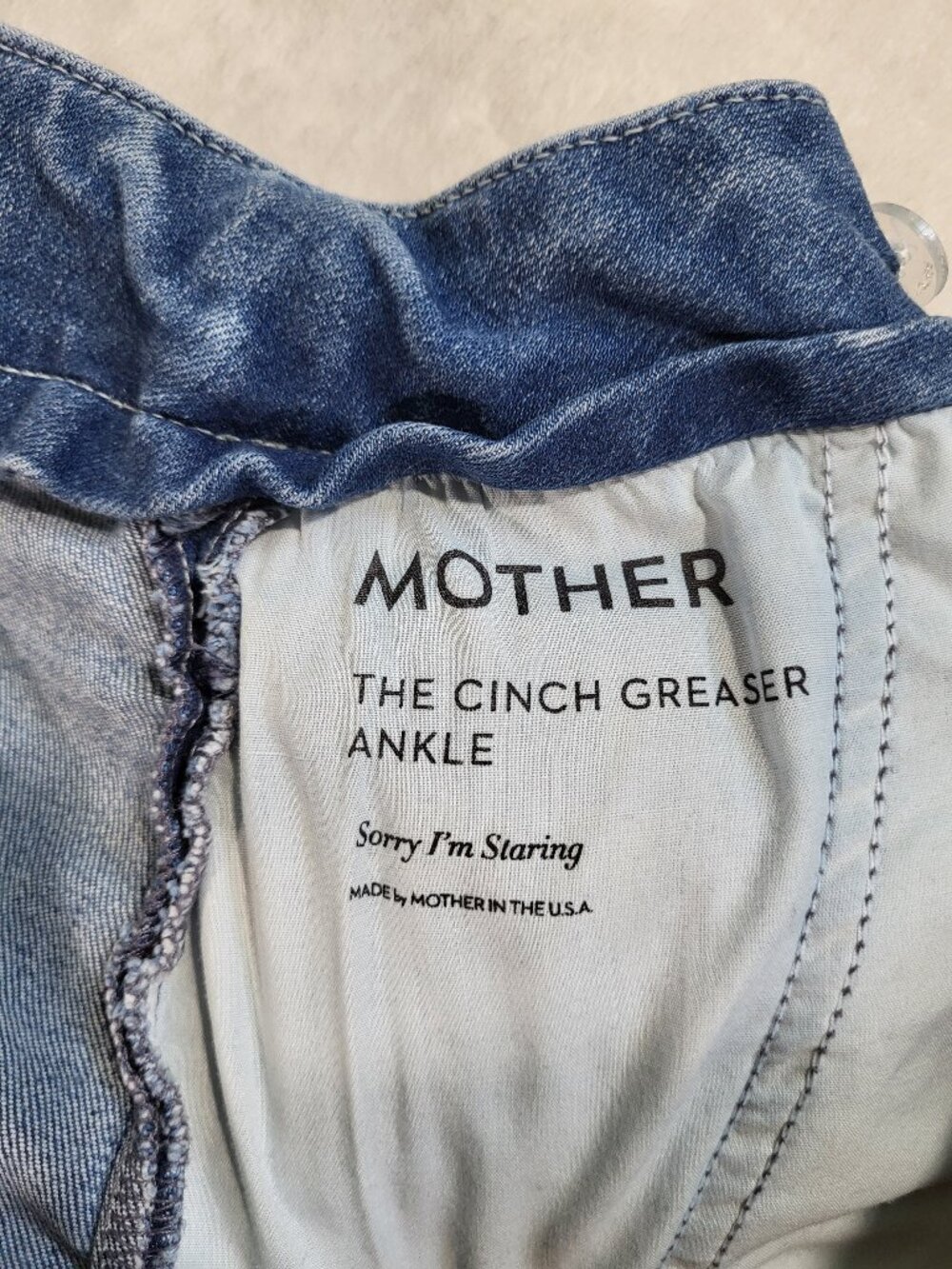 Mother The Cinch Greaser Ankle Jeans in Sorry I'm Staring Wide Leg Boho Coastal - Picture 7 of 14